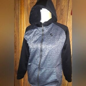 Boys XXL Jacket Gray Black Two Color Zippered Hoodie Cozy Jacket
